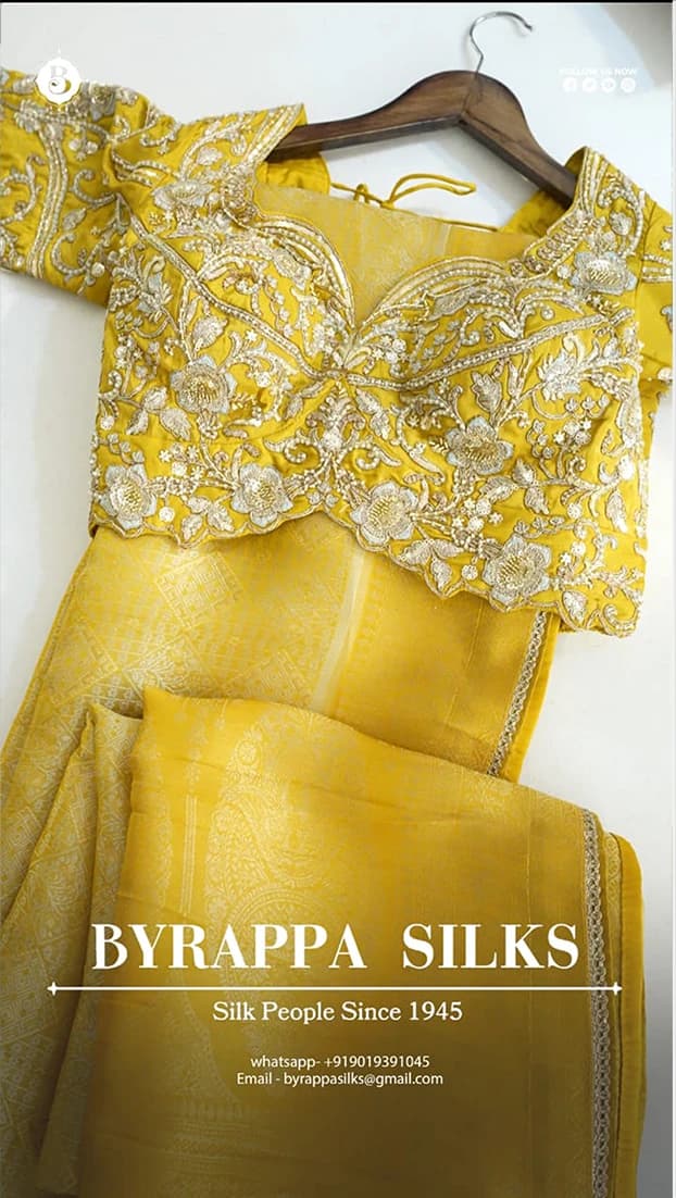 Banarasi Saree With Ready Blouse Yelow QS273096