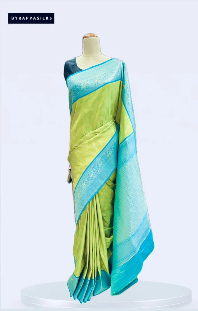 Semi Kanjeevaram In Green & Blue Border QW203322