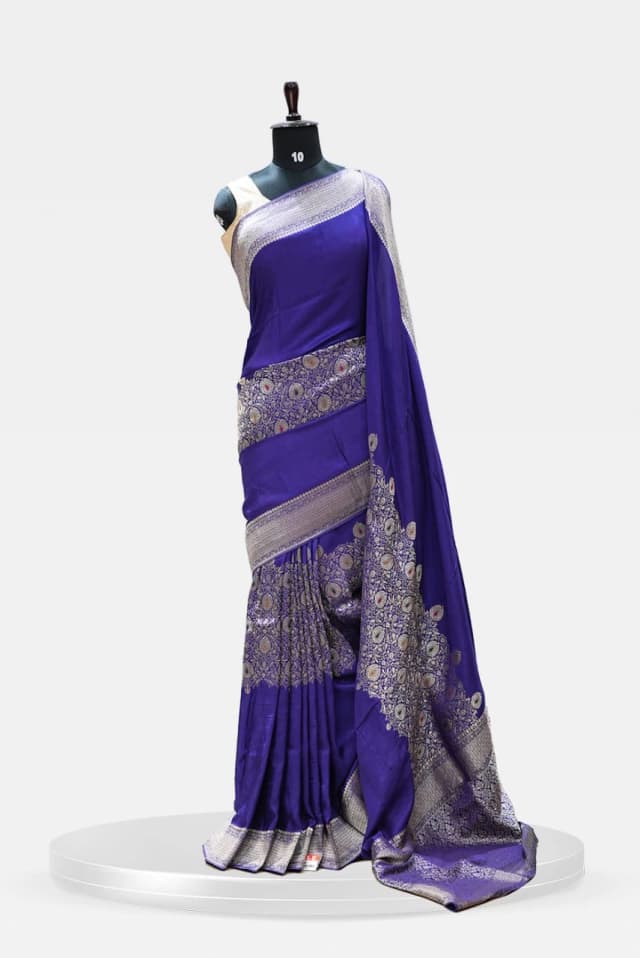 Royal Blue Meenakari Silk Saree with Zari Weave QS253744