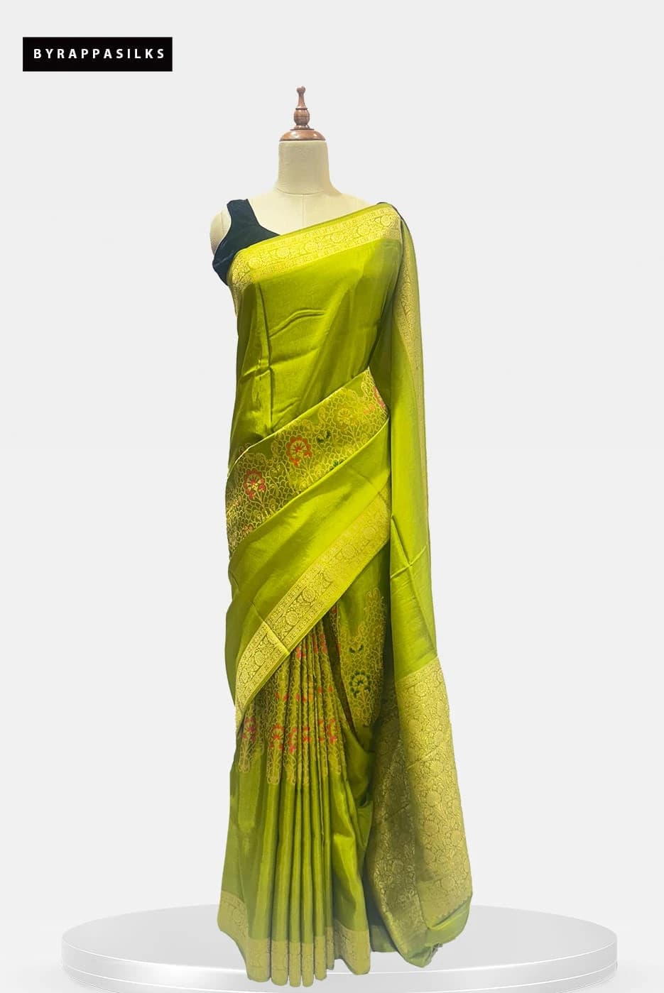 Habutai Saree Parrot Green QS286477