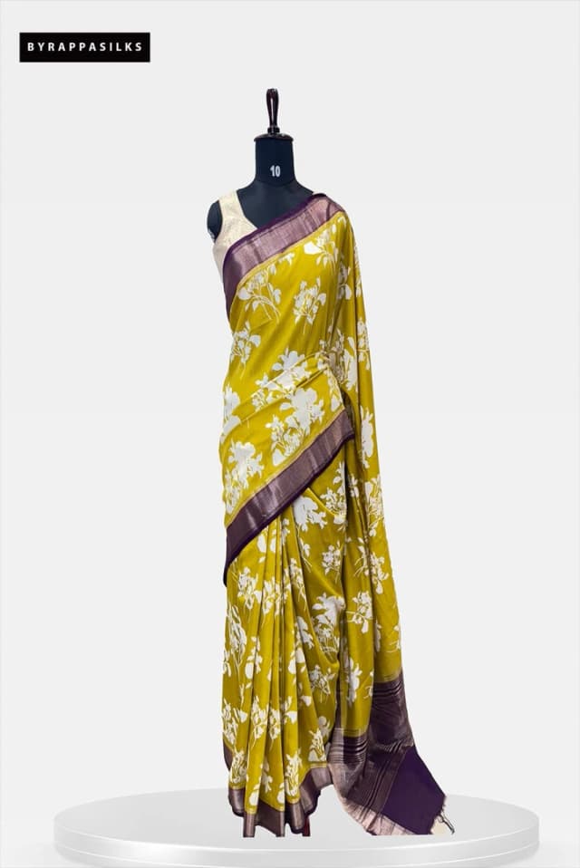 Chanderi Soft Silk Saree With Floral Design QS264179