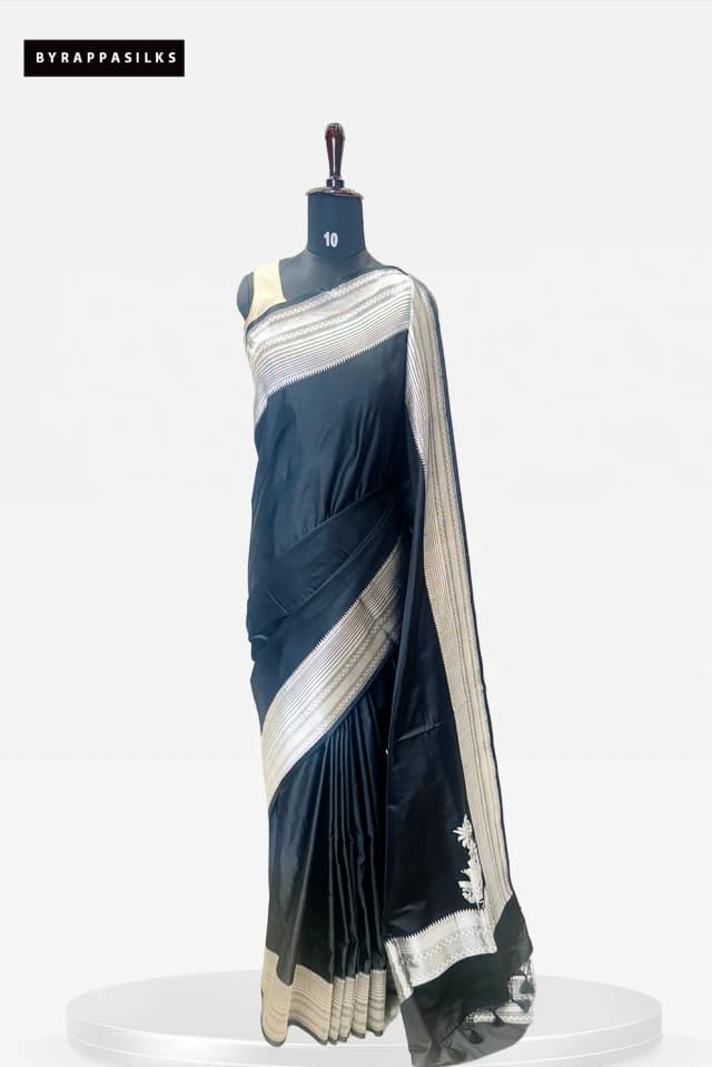 Pure Kathan Banaras Black Saree QS232229