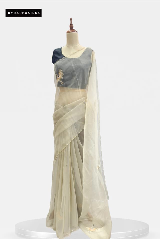 Organza Beige Saree QS281414