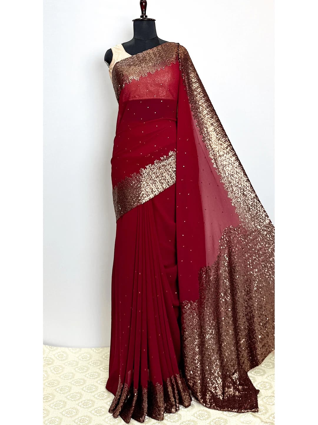 Fancy Saree With Work - Maroon Colour - QS214150