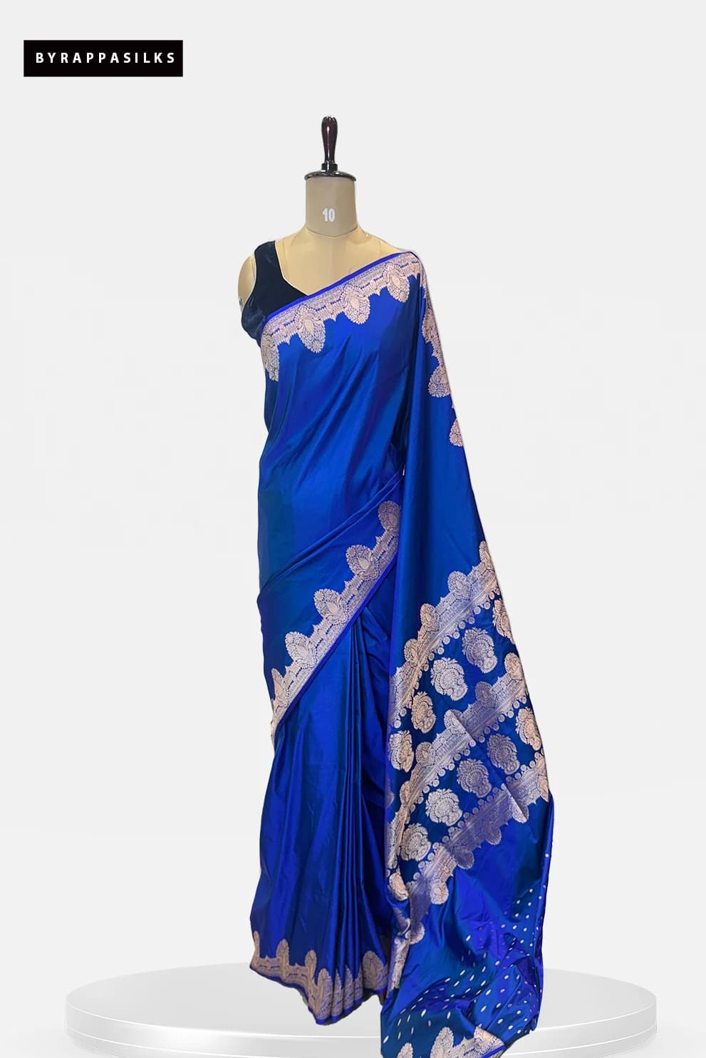 Satin Banarasi Saree Royal Blue With Zari Border QS279507
