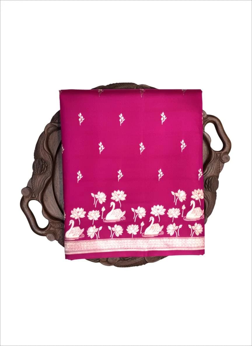 Puna Banarasi Pink Saree with Gold Zari Border QS249830