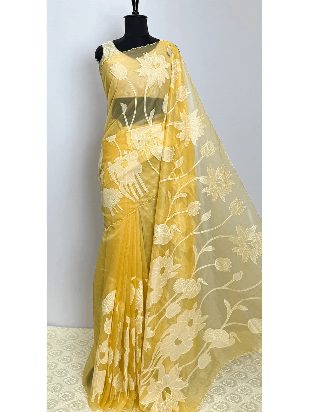 Banaras Fancy Saree - Yellow Colour - QS216701
