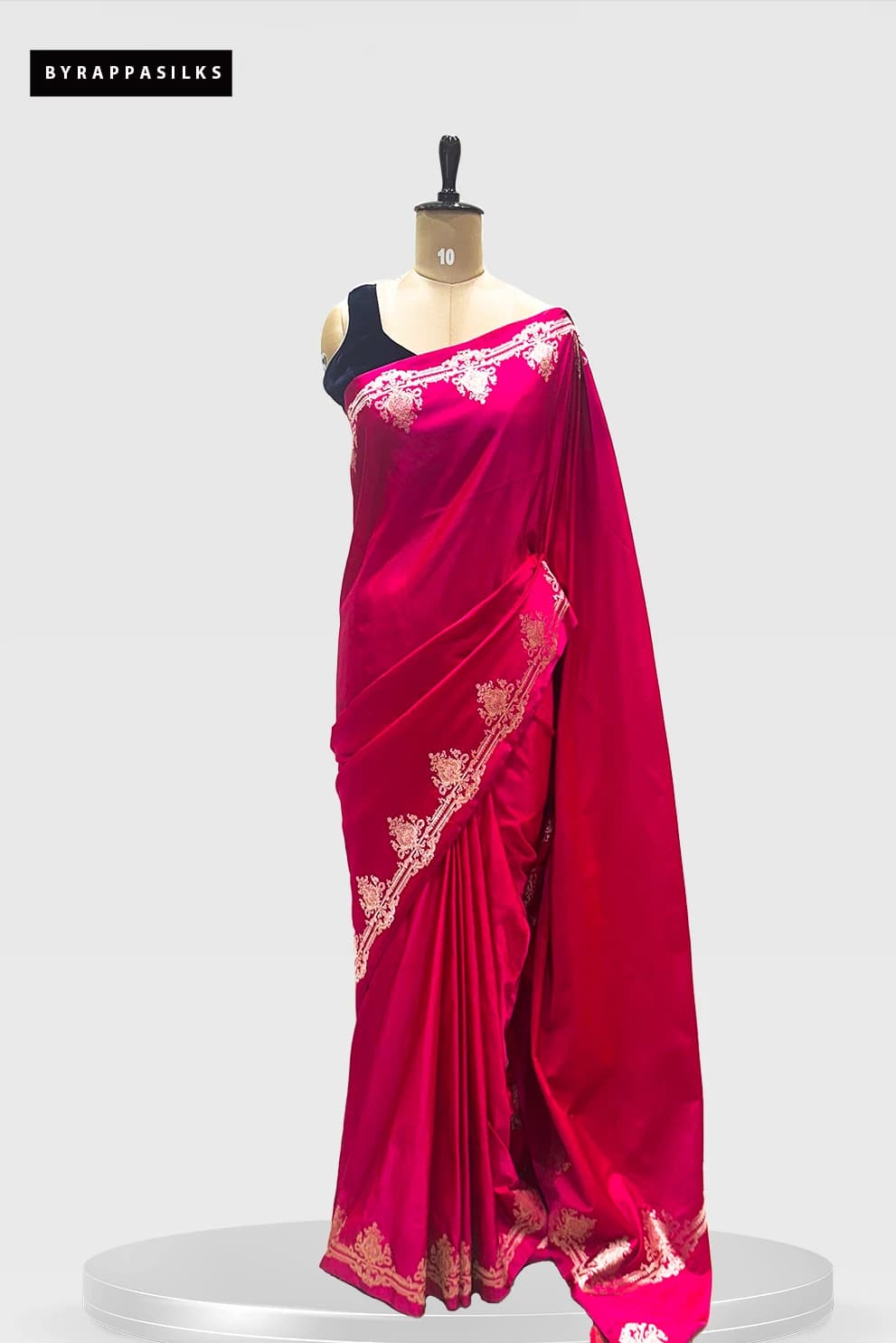 Satin Banarasi Saree Rani Pink With Zari Border QS279516