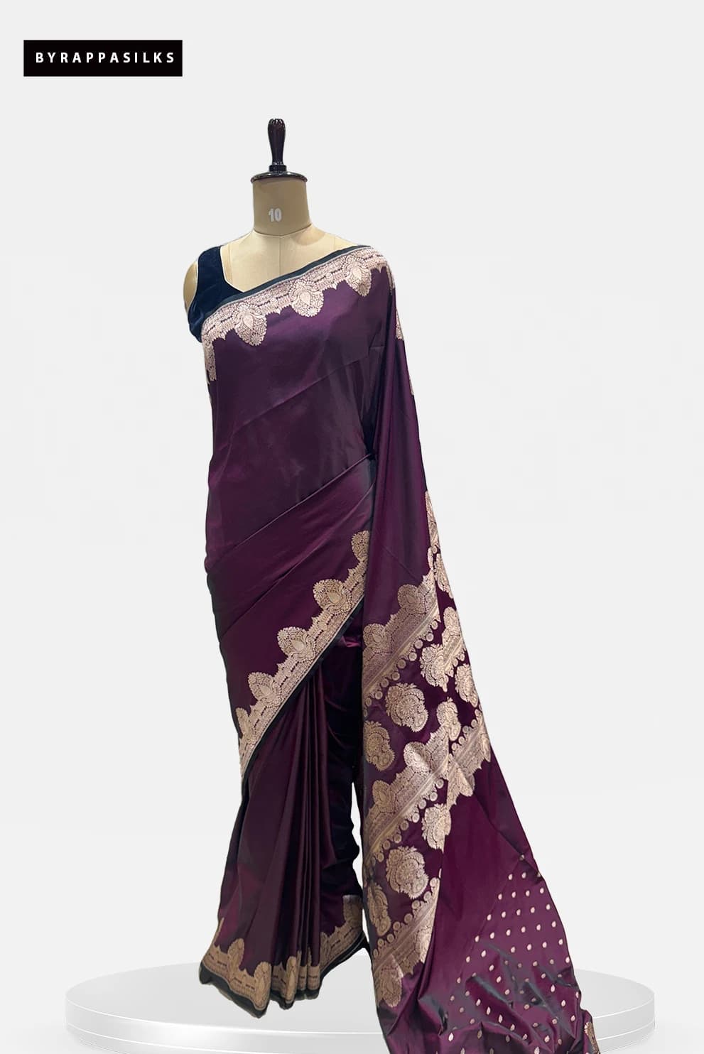 Satin Banarasi Saree Wine With Zari Border QS279518