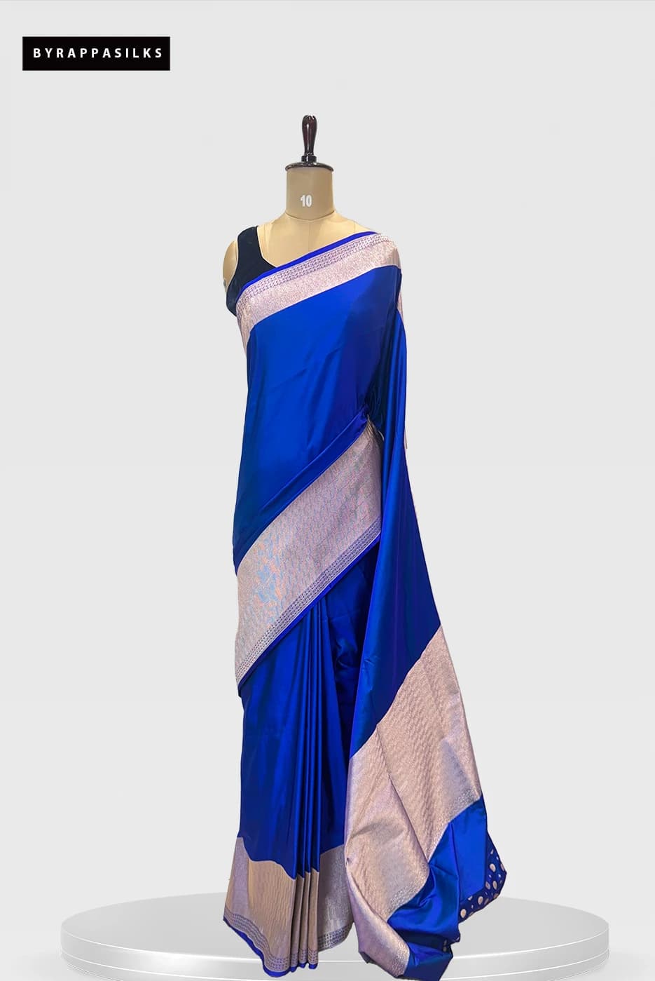 Satin Banarasi Saree Royal Blue With Zari Border QS279512