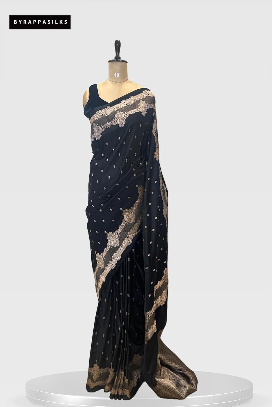 Satin Banarasi Saree Black With Zari Border QS279484