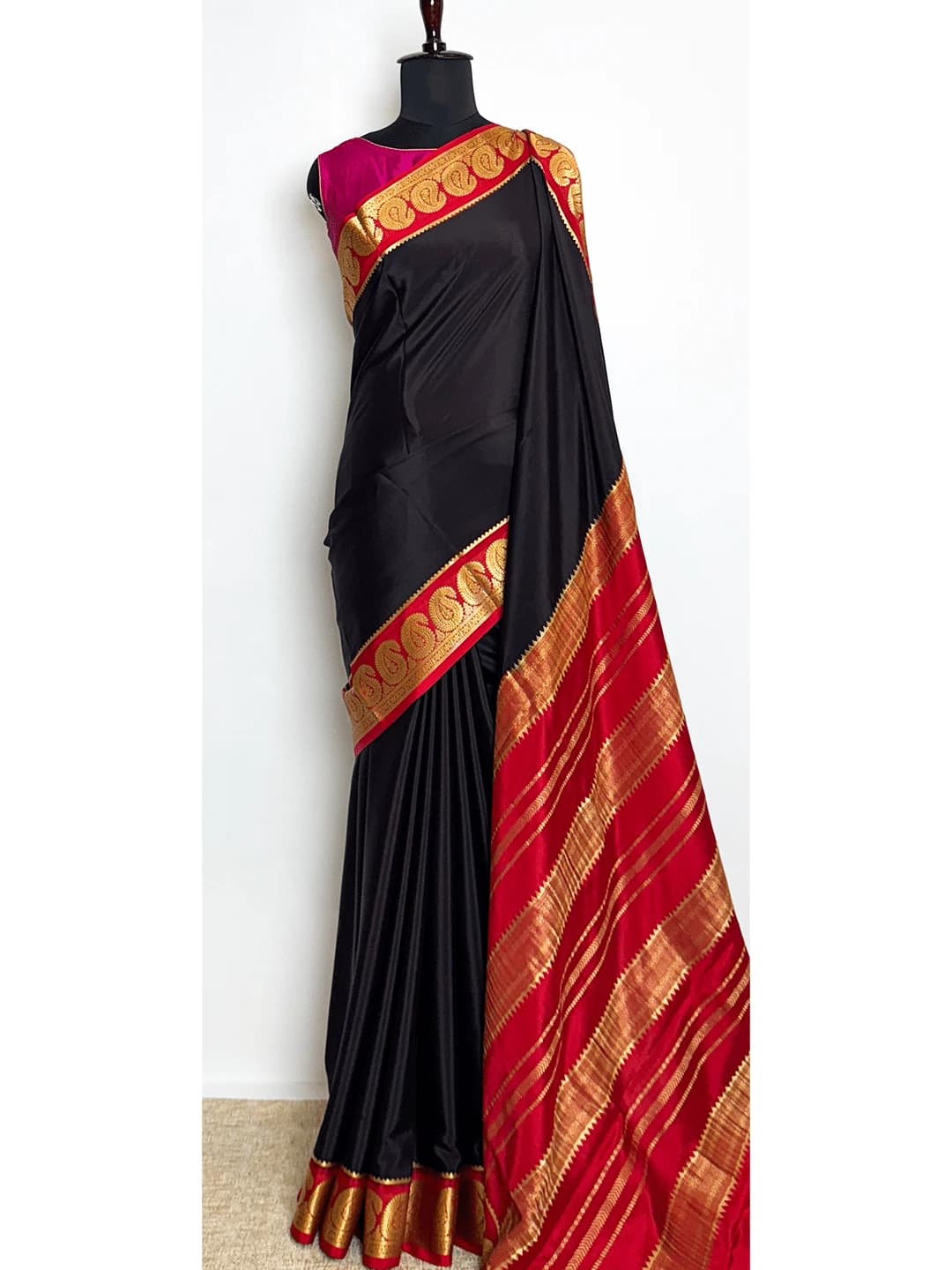Pure Mysore Silk Saree - Black Colour - QS206169