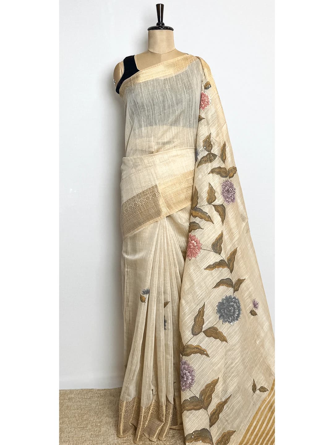 Linen Cotton Saree - QS209595