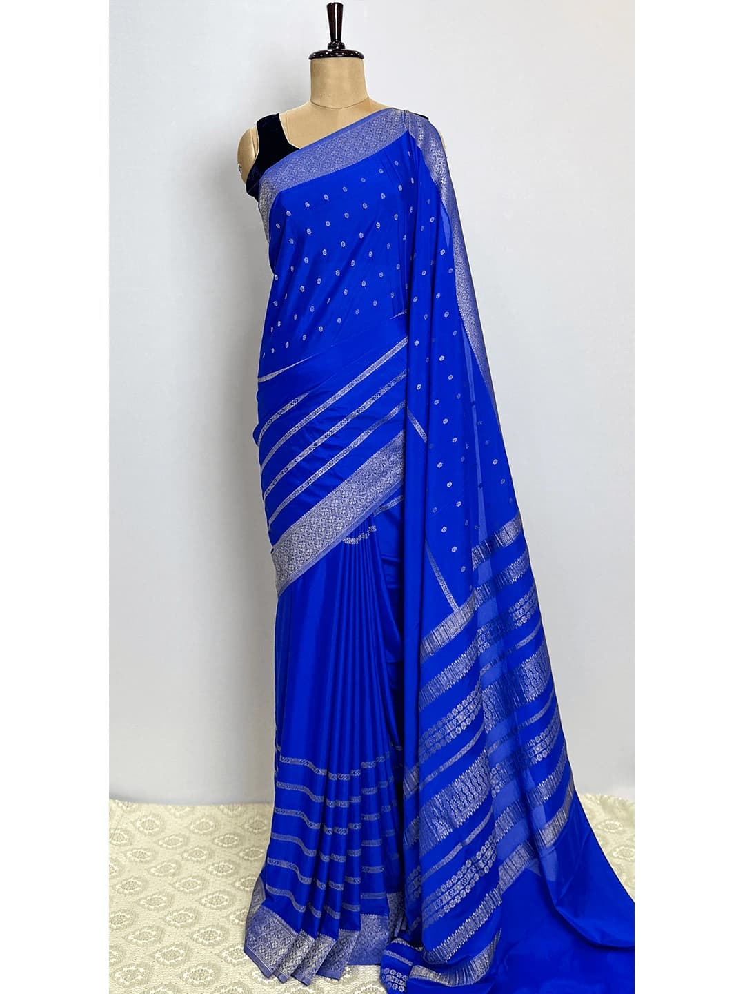 Crape Saree - Royal Blue Colour - QS217860