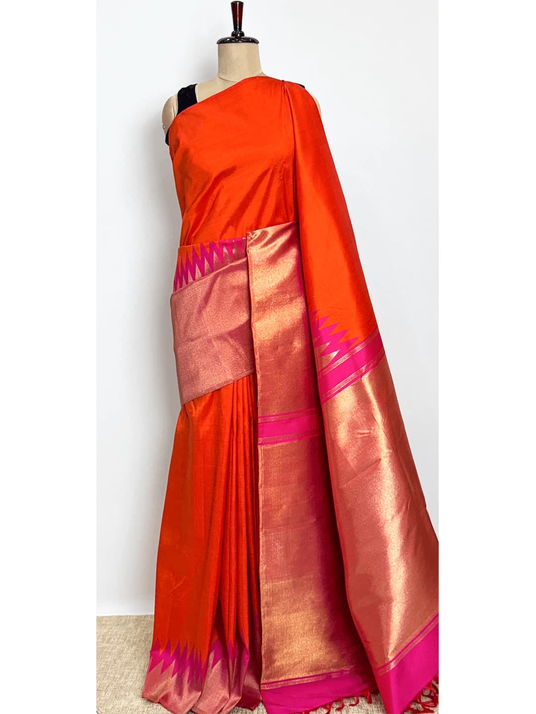 Kanchipuram Pure Silk Saree - Raising Border - QS201150