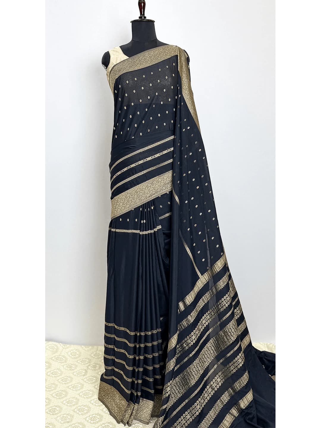Crape Saree - Black Colour - QS217862