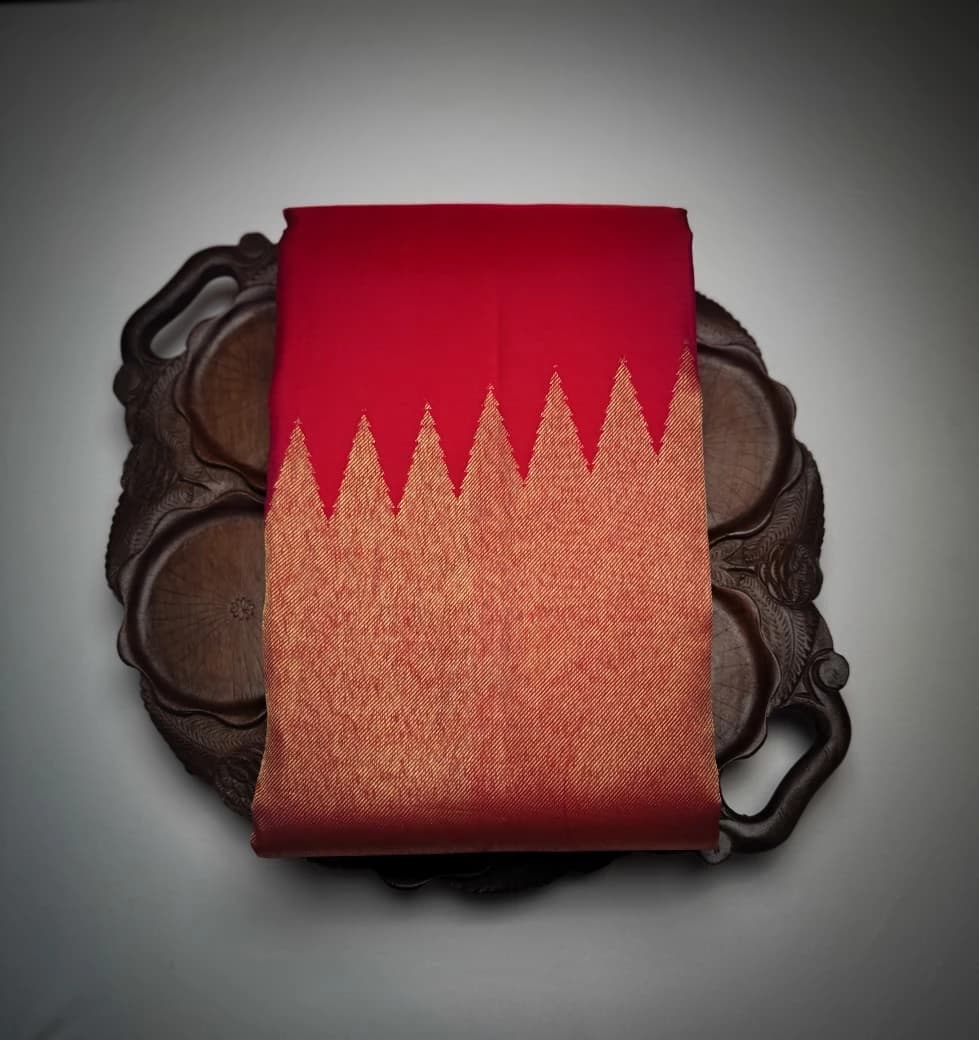 Kanchipuram Pure Silk Saree Red QS266038