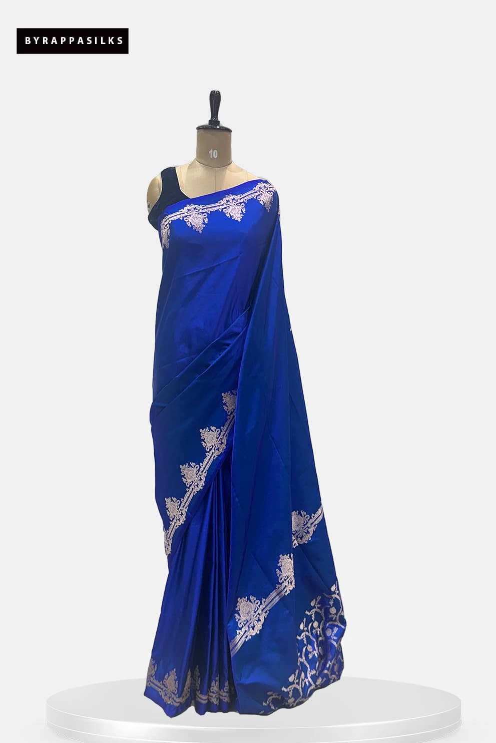 Satin Banarasi Saree Royal Blue With Zari Border QS279507
