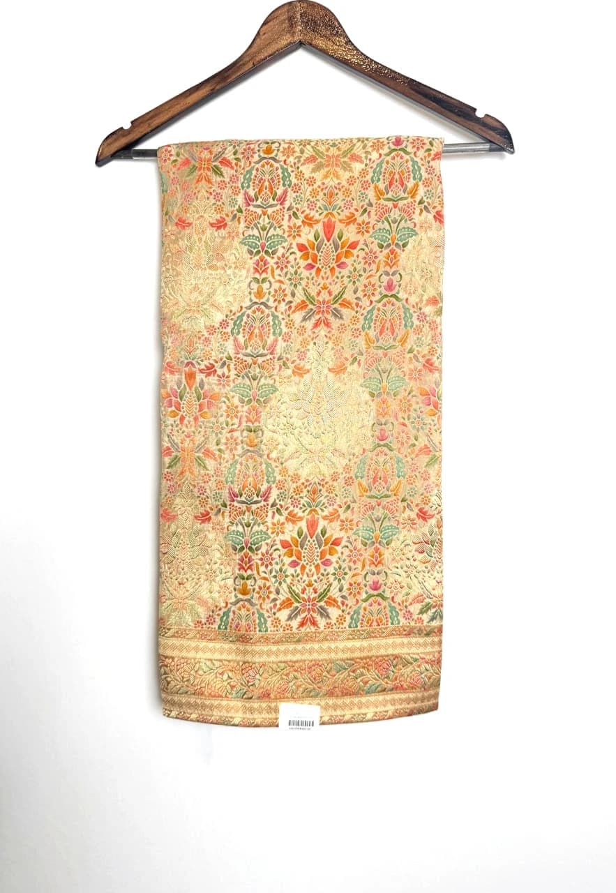 Banarasi Georgette Floral Saree Golden beige QS260438